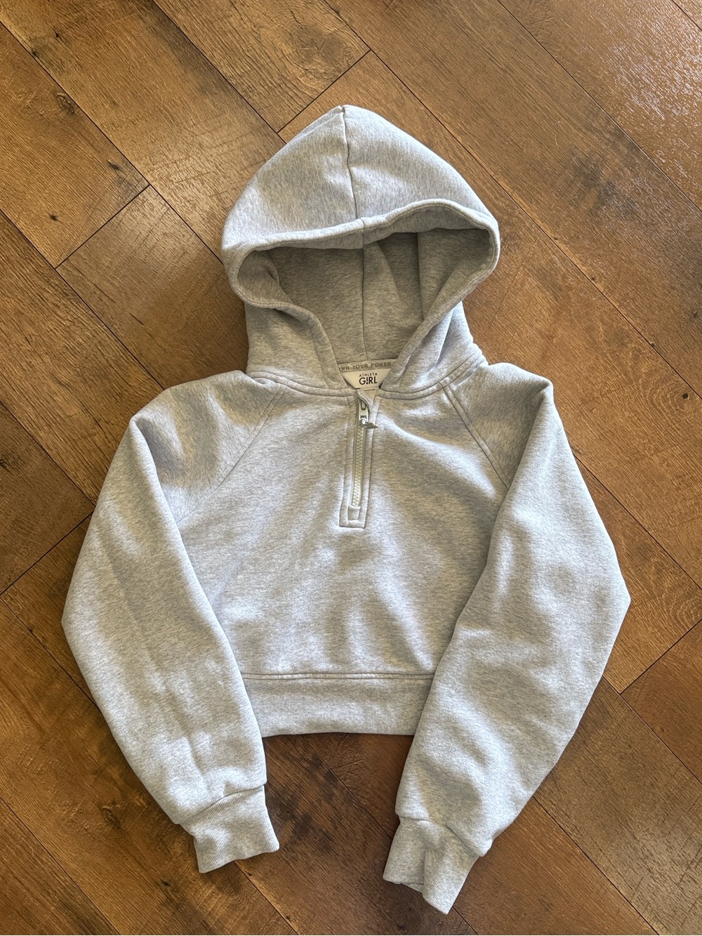 Athleta Girls' Light Heather Gray Half-Zip Hoodie
